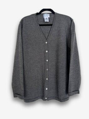 Principles Merino Wool Cardigan Made in Italy Lightweight Knit Grey Size L